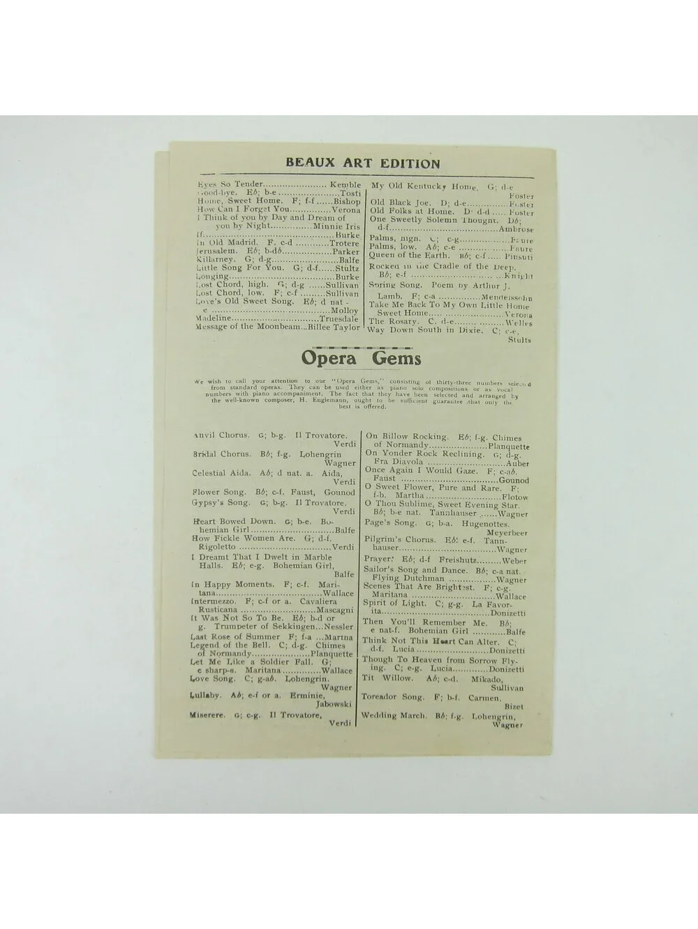 Jerome H. Remick & Co Advertising Sheet Music Catalog Order Form Envelope 1910s